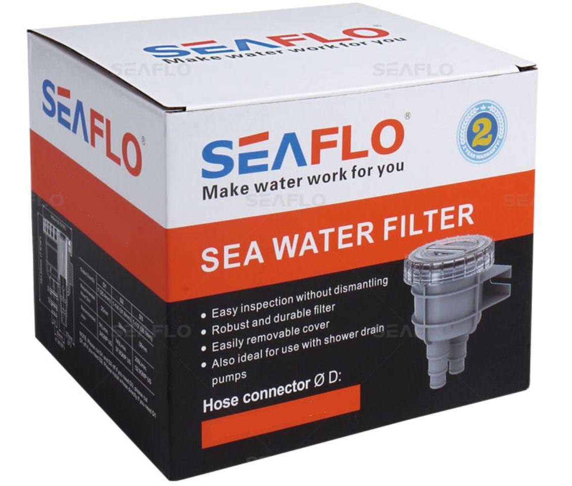 Filtro de Água p/ Entrada de Bomba de Água Doce ou Salgada 151x108mm Seaflo SF-SWF002 p/ Barcos