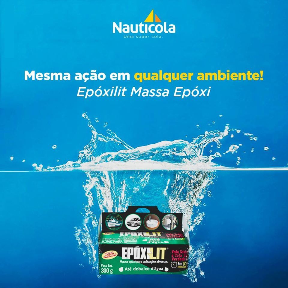 Massa Epóxi Adesiva Subaquática Verde Epoxilit Cola Tudo Componente A + B 300g Uso Náutico e Geral