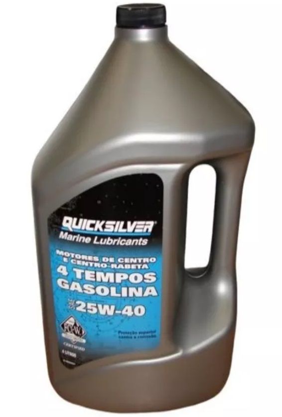 Óleo Quicksilver para Motor de Centro e Centro-Rabeta 4 Tempos Gasolina SAE 25W-40 - 4 Litros