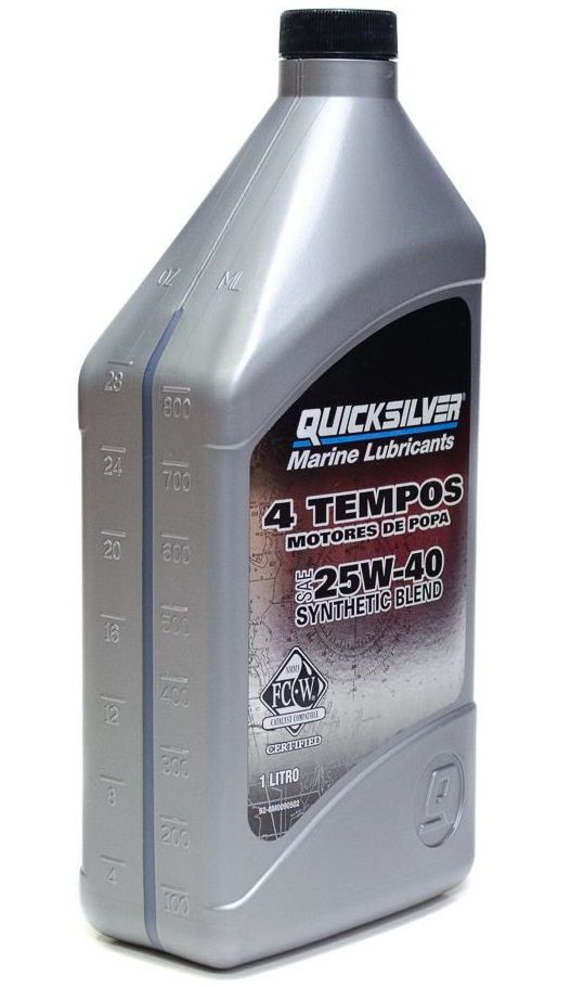 Óleo Quicksilver para Motores de Popa Náuticos 4 Tempos SAE 25W-40 - 1 Litro