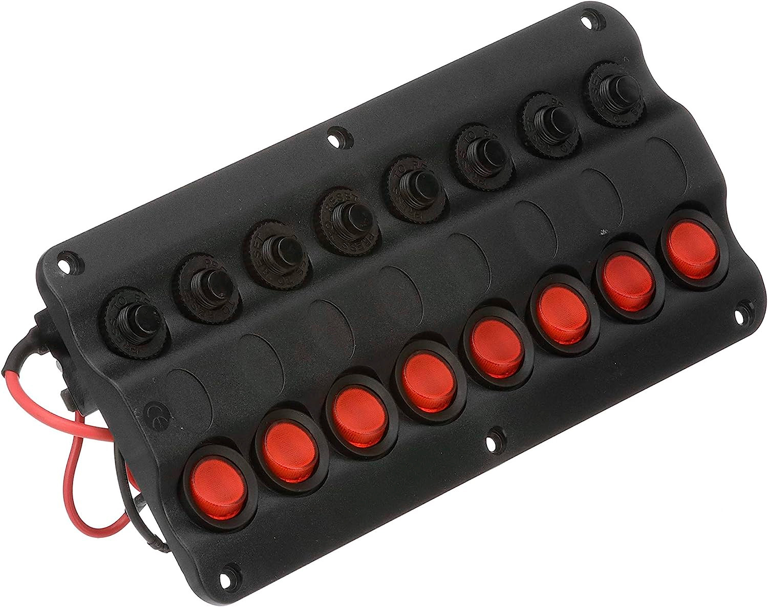 Painel Elétrico de Comando 12V com 8 Botões (Funções) Seachoice com LED e Disjuntores Fusíveis p/ Barcos