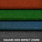 Piso De Borracha Square Kids Impact 1x1mm 25mm -  Drenante