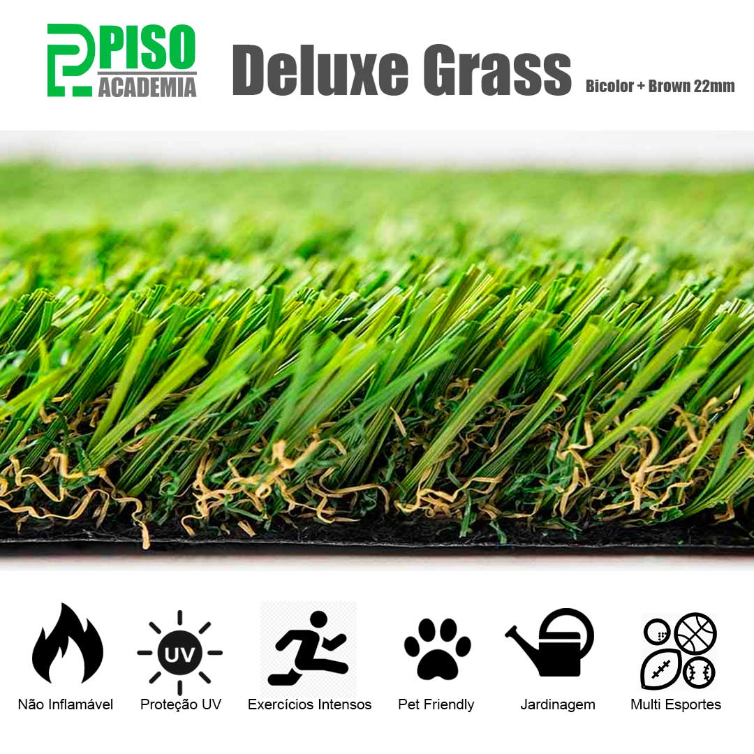 Grama Sintética Deluxe Grass 22mm - 2x0,50m - Bicolor Brown