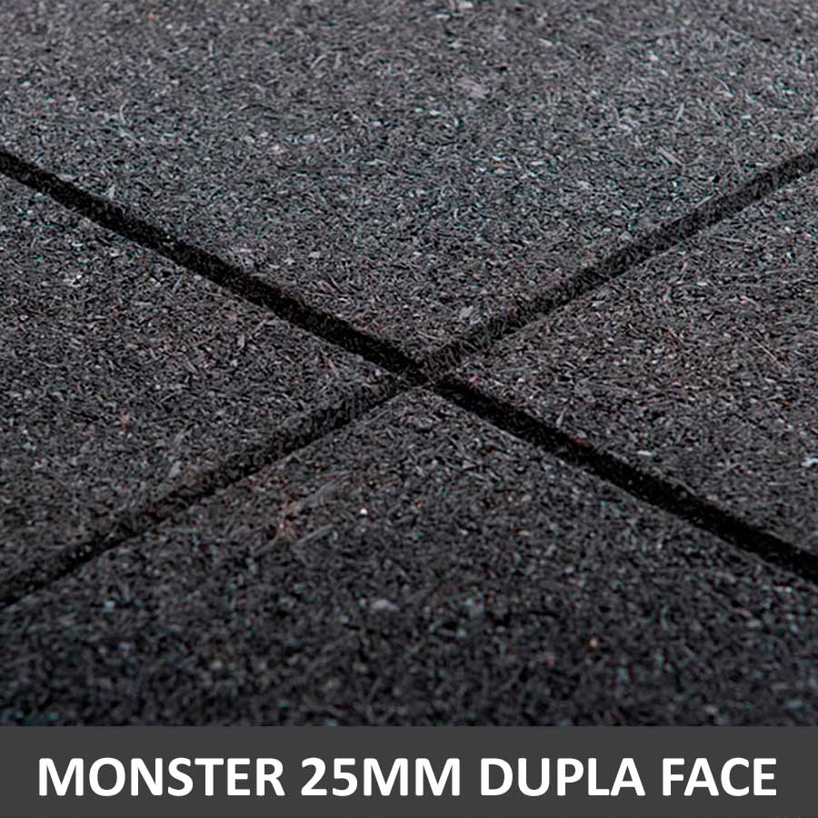 Piso De Borracha Dupla Face 1,00 x 1,00 25mm Preto - Monster