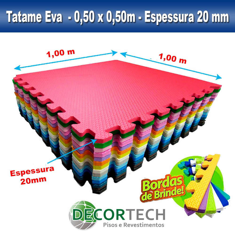Tatame Eva Kids 20mm 0.50x0.50m - Amarelo - DTC