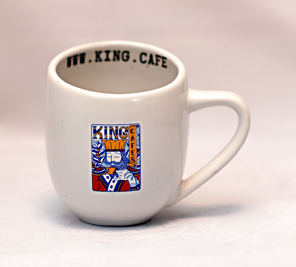 Xícara Espresso 90 ml (3 oz.) Branca Brilhante com Logo King
