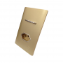 1 Interruptor Simples + Tomada Universal 2P+T 20A Cromados Com Placa 4x2 Dourada - Novara Colors icn