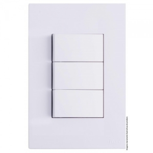 Conjunto 4x2 3 Interruptor Paralelo Branco Gloss - Recta
