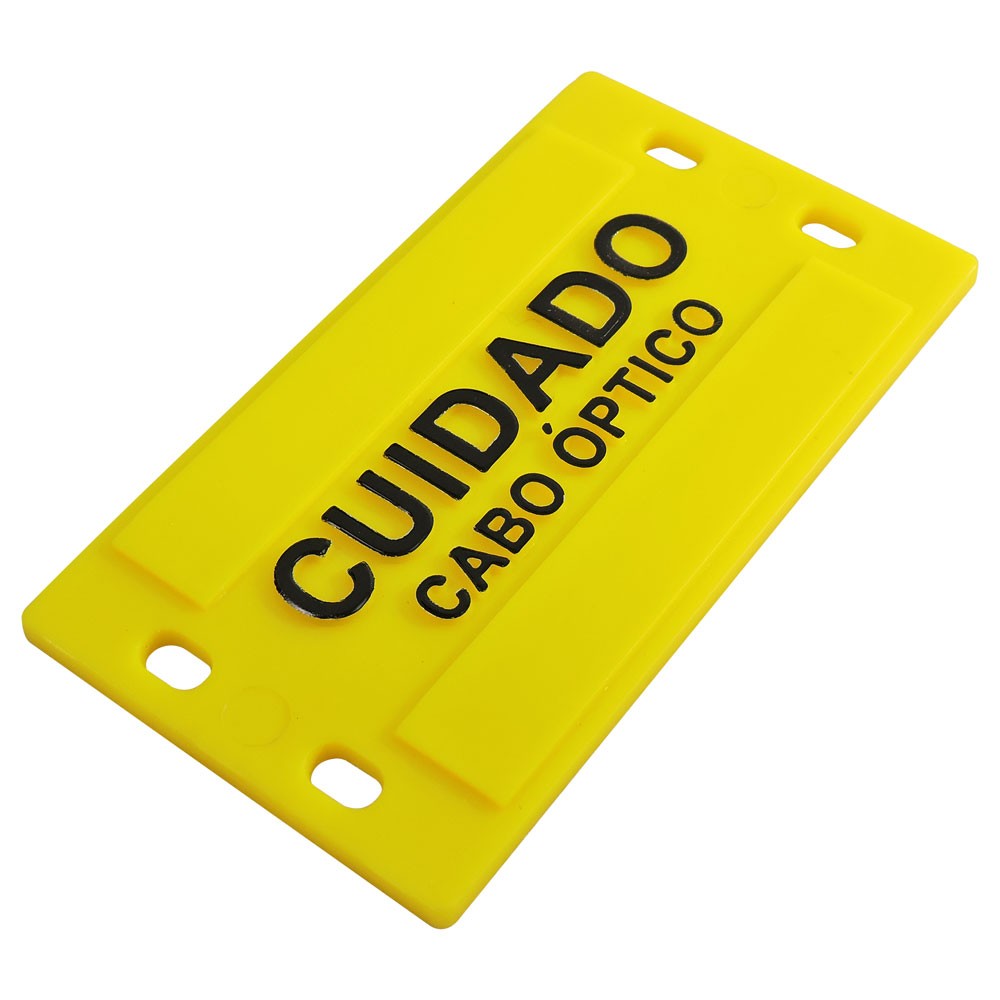 50 unidades Plaqueta de Identificação 3mm (9x4cm) em plástico c/ Relevo amarela
