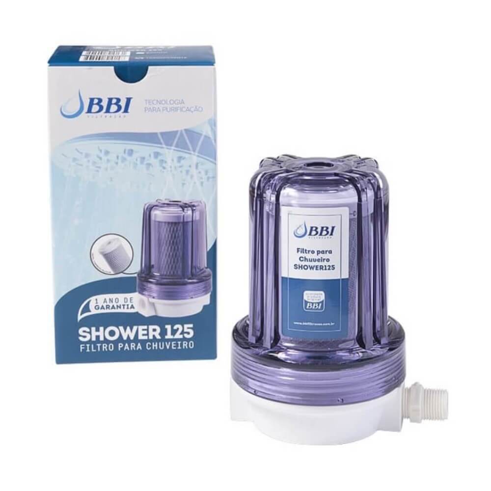 Filtro Para Chuveiro Ducha Bbi Shower Transparente Carvão Ativado Remove Cloro Shower125 Anticloro + 5 Refis