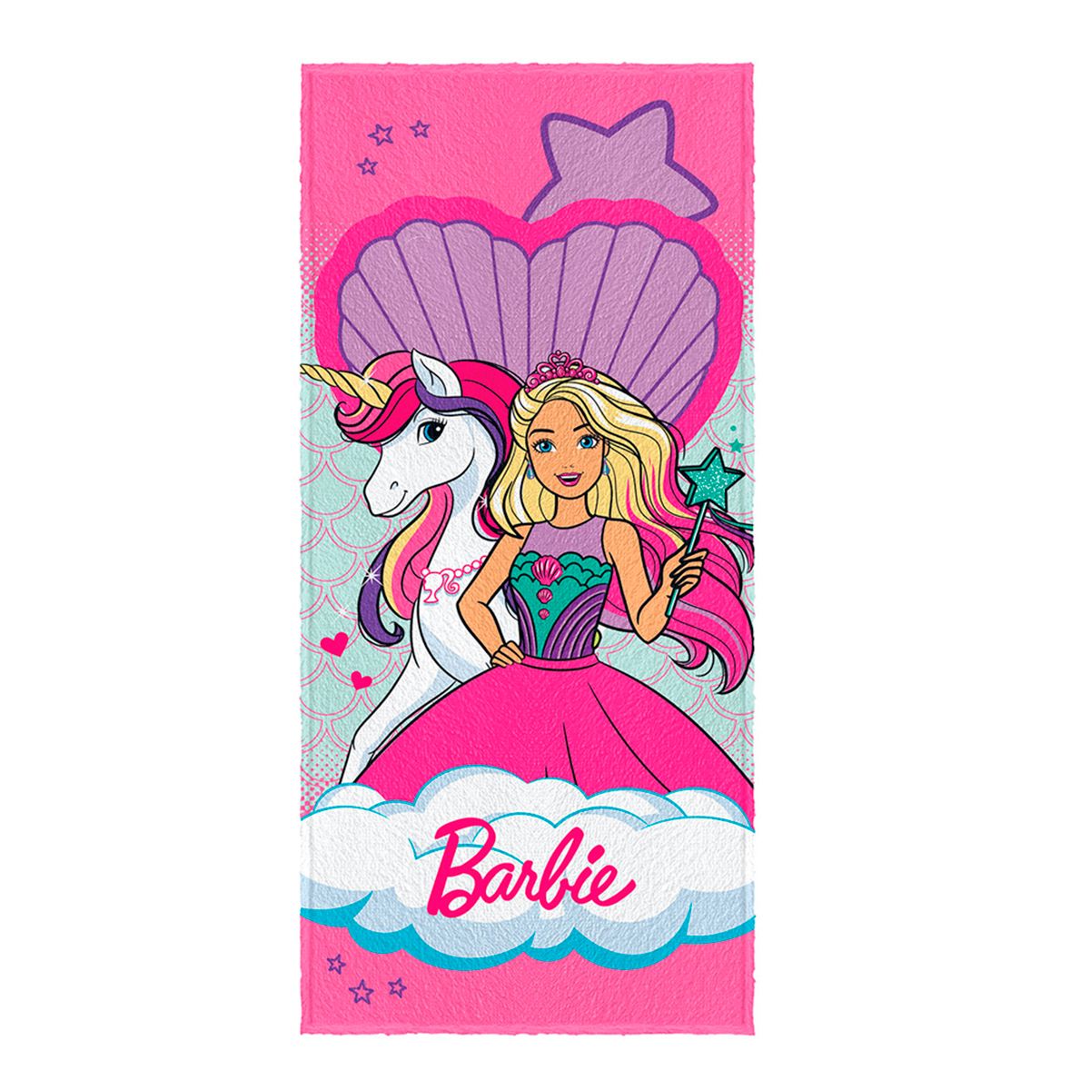 Toalha de Banho Felpuda infantil Barbie Reinos Magicos mod 4