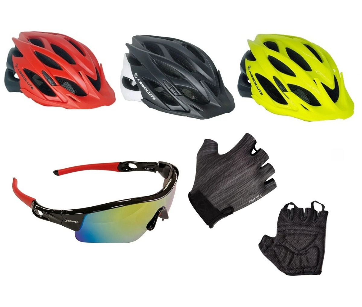 Capacete Bike Led Wild + luva e óculos ciclismo Esportivo