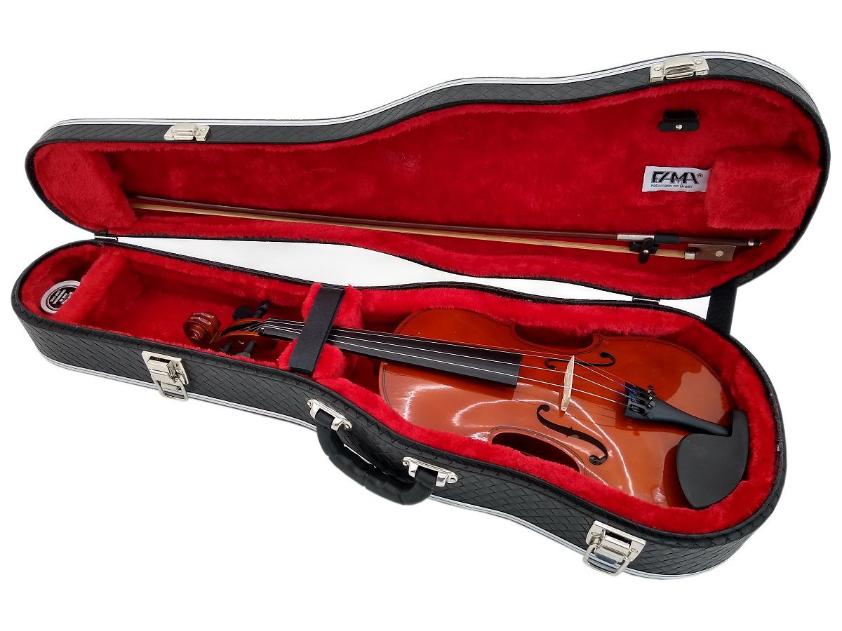 Case Luxo Couro Preto Para Violino Formato 4/4