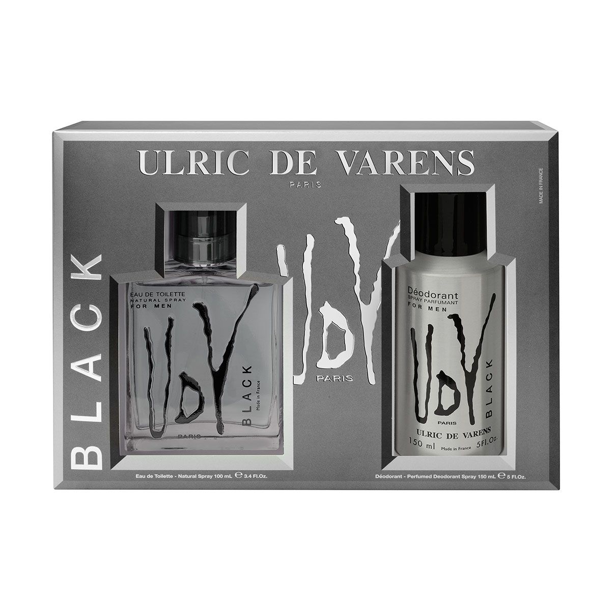 Kit Udv Black  Ulric de Varens  Masculino EDT 100ML + Desodorante 200ml
