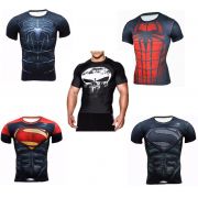 Camisas Herois Super Homem Aranha Capitão America Musculação MANGA CURTA