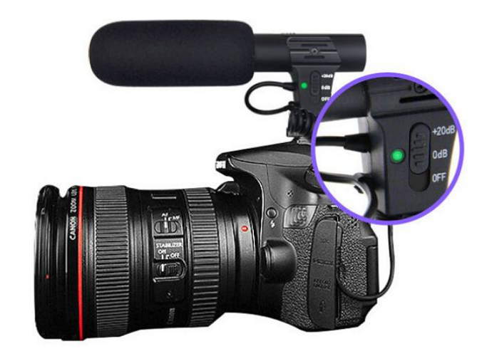 Microfone Direcional Para Câmeras DSLR com 20dB