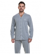 Pijama Longo Aberto Masculino em Malha Algodão