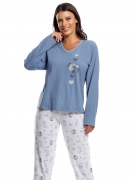 Pijama Longo em Pele de Pêssego Algodão