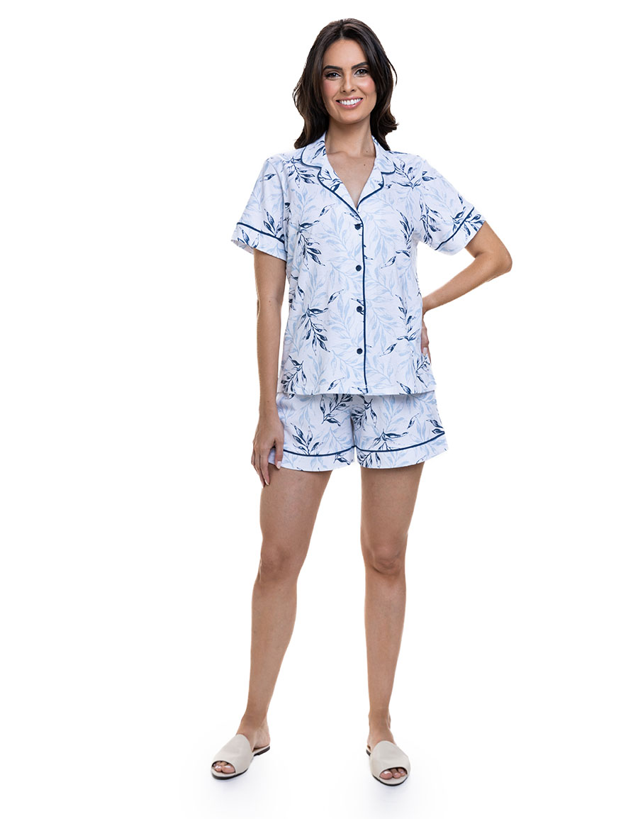 Pijama Americano com Short em Malha Algodão