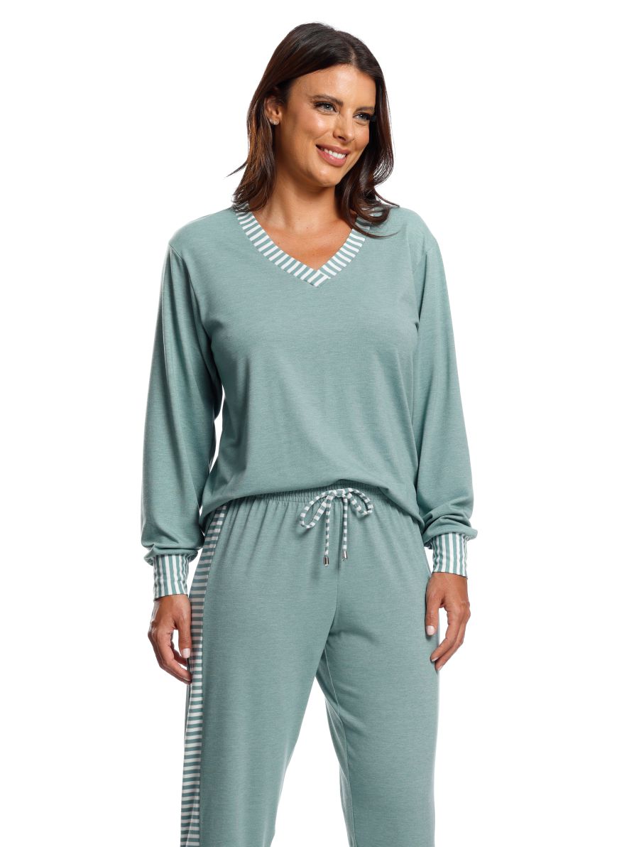 Pijama Longo Gola V em Viscoflex