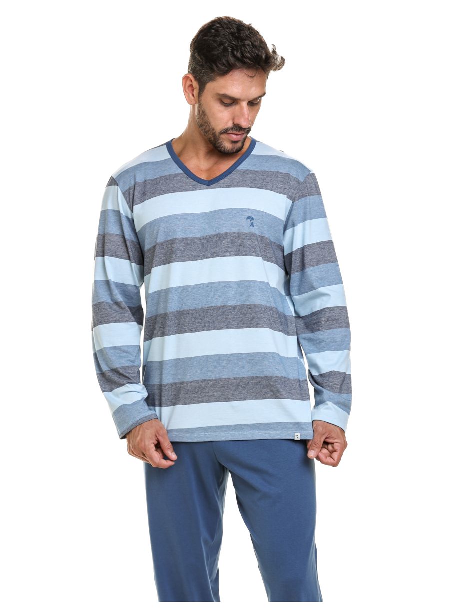 Pijama Longo Masculino em Malha Algodão