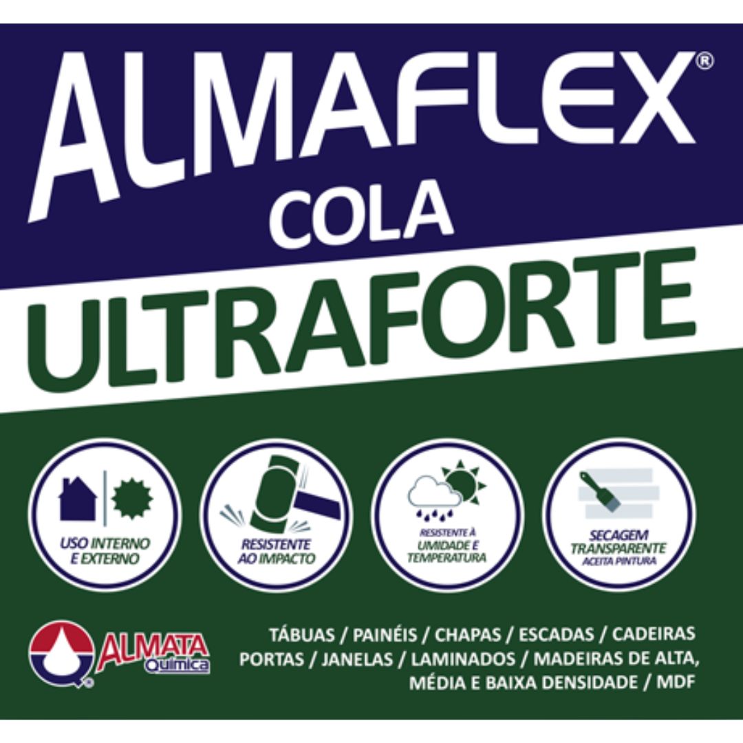 Kit 10Kg Cola p Madeira PVA Ultraforte 993 Marcenaria (2x de 5Kg) - Almaflex