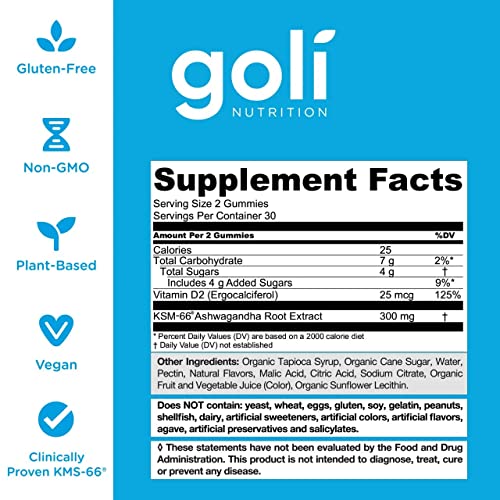 Goli Nutrition Suplemento Ashwagandha & Vitamin D - 60 Gummies