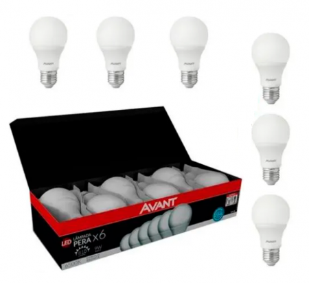 KIT 6 Lâmpadas Pera LED Bulbo 9W E27 Bivolt Branco Frio | 6500K Certificado INMETRO