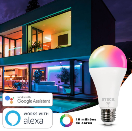 Lampada Smart RGB Wifi 12w Google Siri Alexa | Smarteck Steck