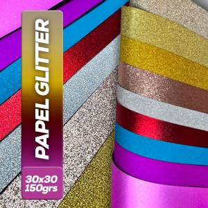 Kit de Papéis Glitter com 10 Cores - 30,5x30,5cm