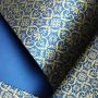 Papel Adamascado - Pérola Azul escuro  com Dourado - Tam. 30,5x30,5 - 180g/m²