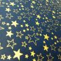Papel Estrelas - Azul Escuro com Dourado - Tam. 32x65cm - 180g/m² 50 folhas