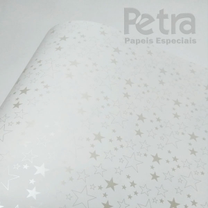 Papel Estrelas - Branco com Pérola - Tam. A4 - 180g/m² 25 folhas
