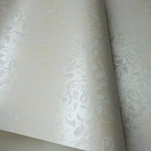 Papel Floral Ref 01 - Metálico Champanhe com Branco - Tam. 30,5x30,5cm - 180g/m² - 25 folhas