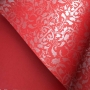 Papel Floral Ref 01 - Vermelho escuro com prata - Tam. 30,5x30,5 - 180g/m² - 25 folhas