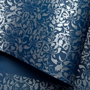 Papel Floral Ref 03 - Azul Escuro com Prata - Tam. 32x65cm - 180g/m² 50 und