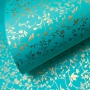 Papel Floral Ref 03 - Tiffany com Dourado - Tam. A4 - 180g/m² 25 folhas