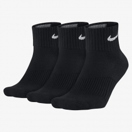 Meia Nike Everyday Cotton Cushioned Ankle Cano Médio - 3 pares - Preto
