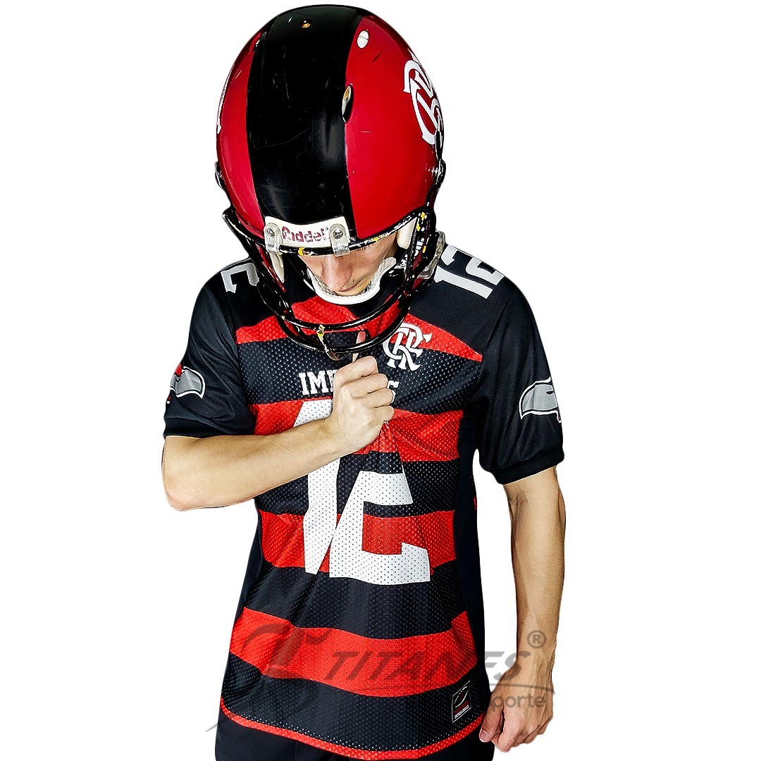 Camiseta Braziline Flamengo Imperadores Futebol Americano - Rubro Negra - Torcedor