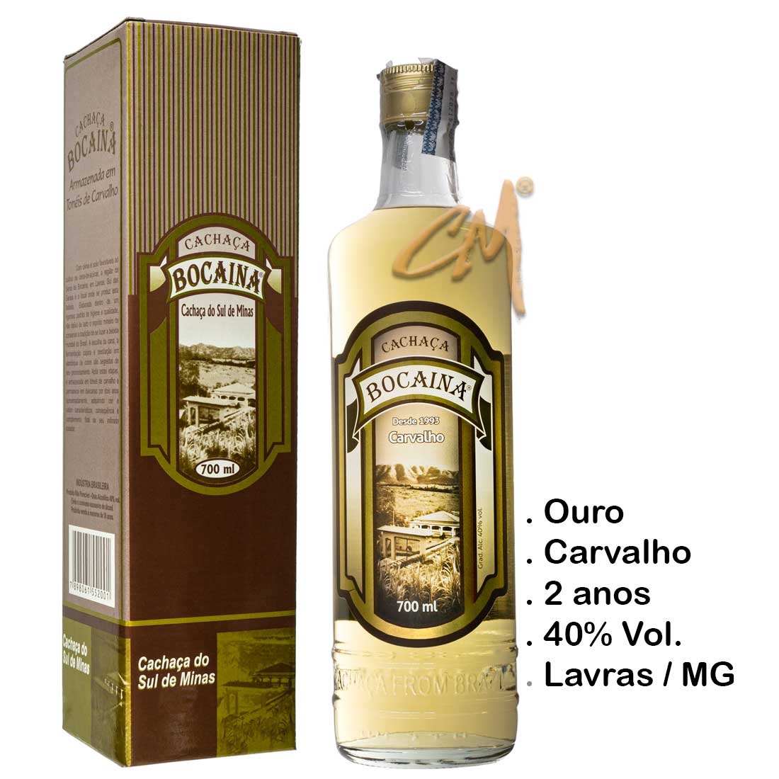 Cachaça Bocaina Carvalho 700 ml (Lavras - MG)