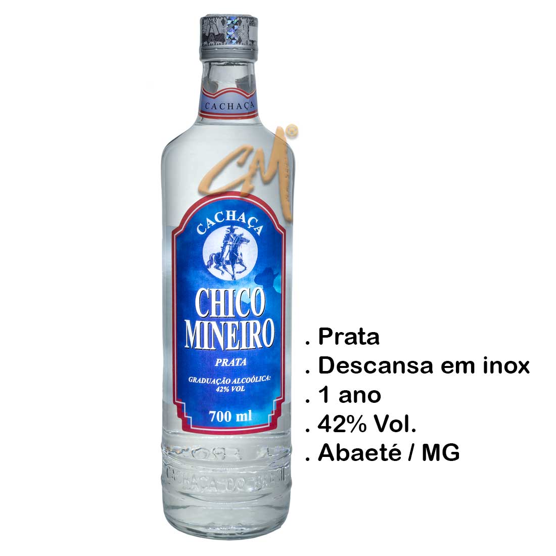 Cachaça Chico Mineiro Prata 700 ml (Abaeté - MG)