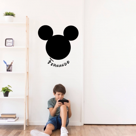 Adesivo de Parede Mickey Nome Personalizado Infantil Decoração Quarto Festa Painel