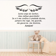 Adesivo de Parede Oração Santo Anjo Do Senhor Asas Decoração Infantil