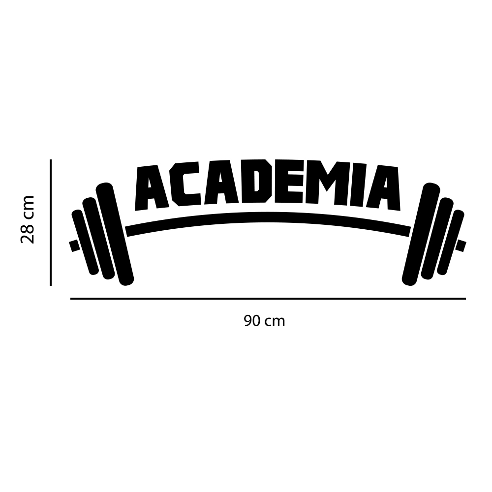Adesivo de Parede Logo Academia Fitness Palavras Motivação Preto