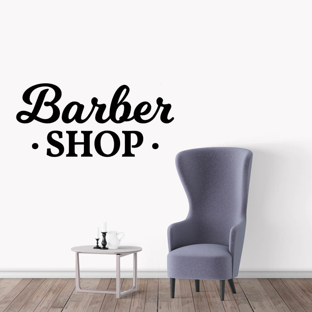 Adesivo de Parede Logo Barbearia Barber Shop Preto