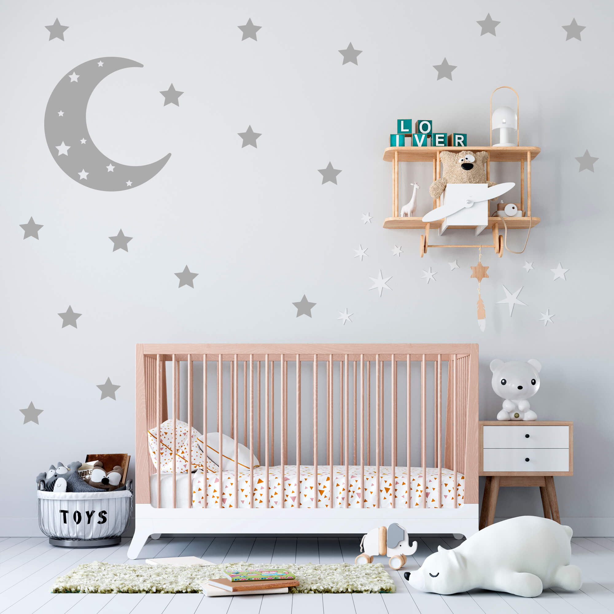 Adesivo Decorativo Lua e Estrelas Quarto Infantil