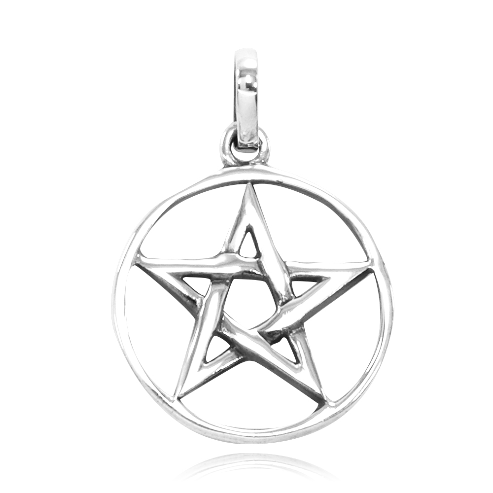 Pingente de Pentagrama ou Estrela de Salomão Davi Em Prata - 33130