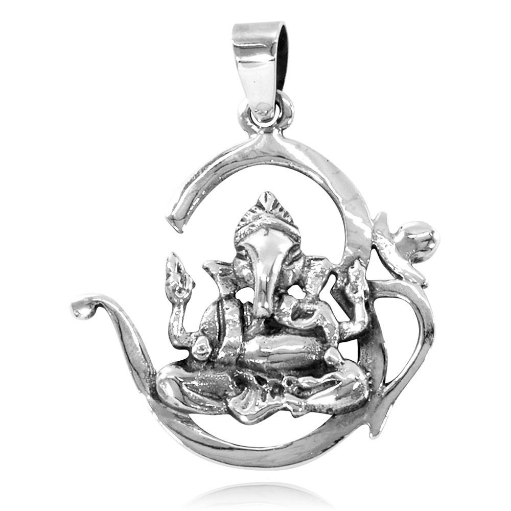 Pingente Om Ganesha Em Prata - 33119