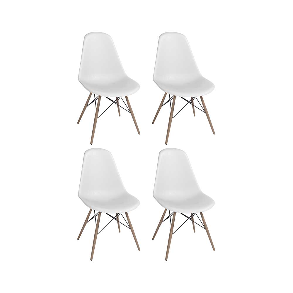 Conjunto 4 Cadeiras Eiffel Sala Jantar Cozinha Escritório Charles Eames Branca - E E Móveis