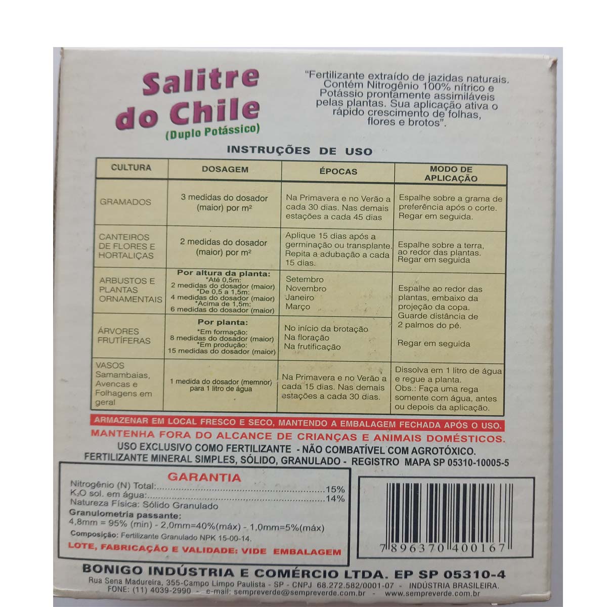 KIT 5 Fertilizante Salitre do Chile 500g